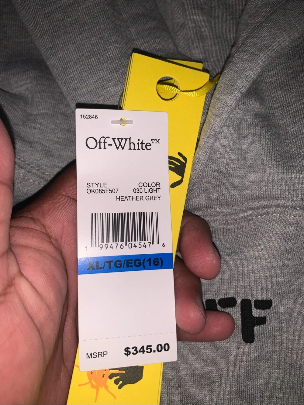 Off-White Kids Marker Diag Hoodie Grey Size: 16/X-Large